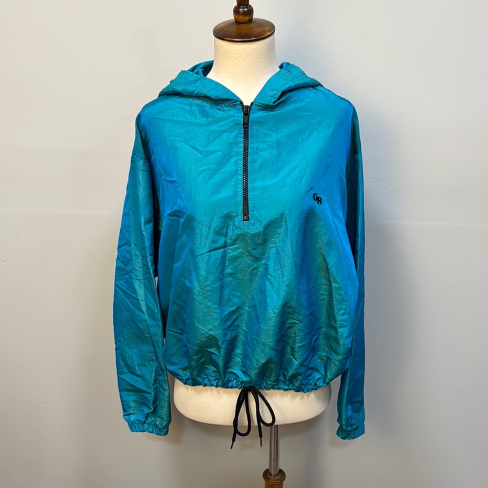 Girl Rebel holographic blue/green pullover windbreaker women’s sz S
